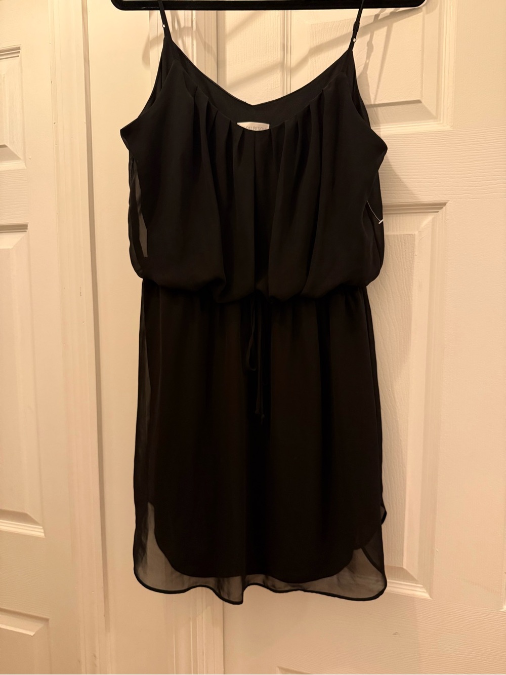Black Bisou Bisou Spaghetti-Strap Chiffon Dress, with slip dress underneath